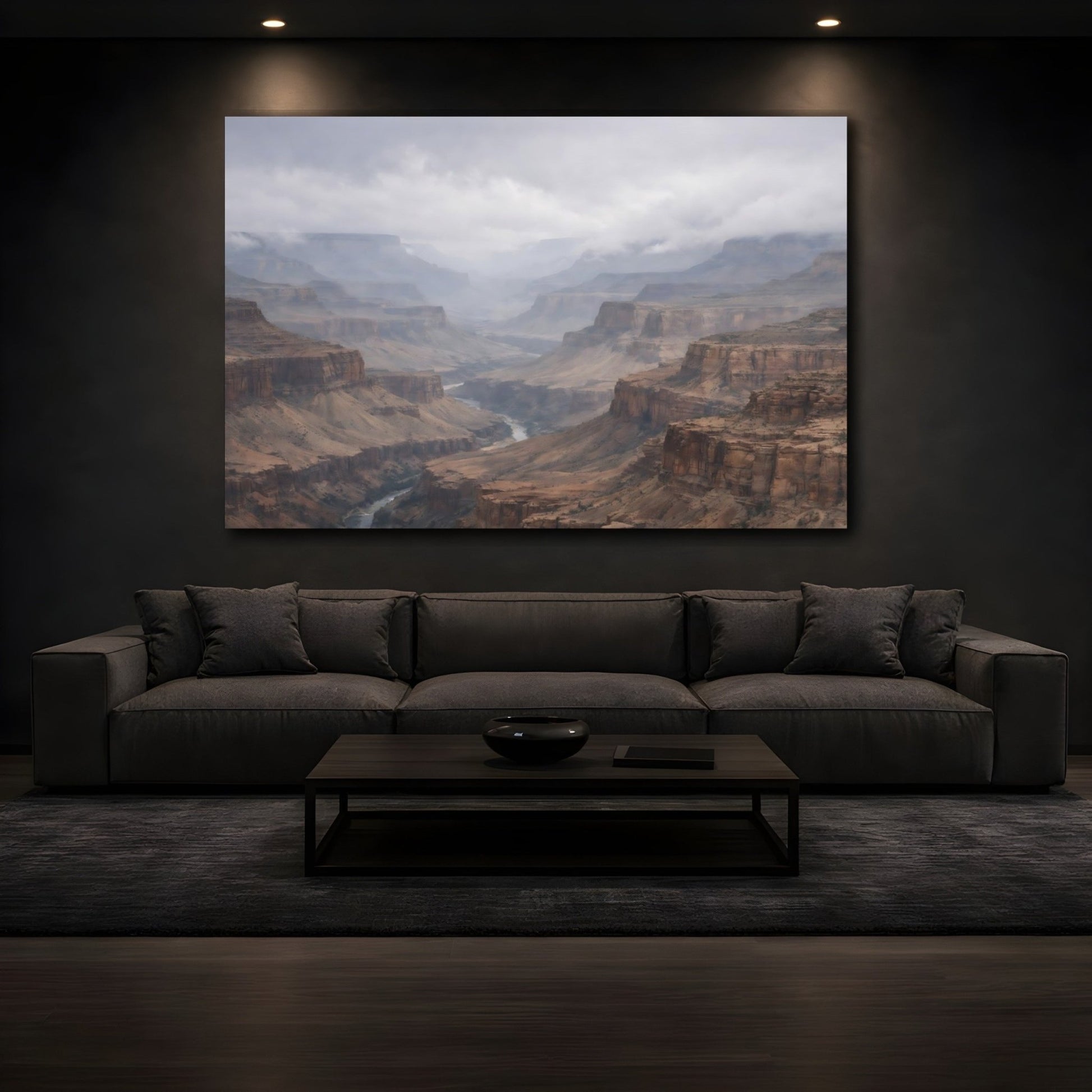 Nature Canyon Valley Brown And Grey - Canvas Wall Art Print - YesArtYes