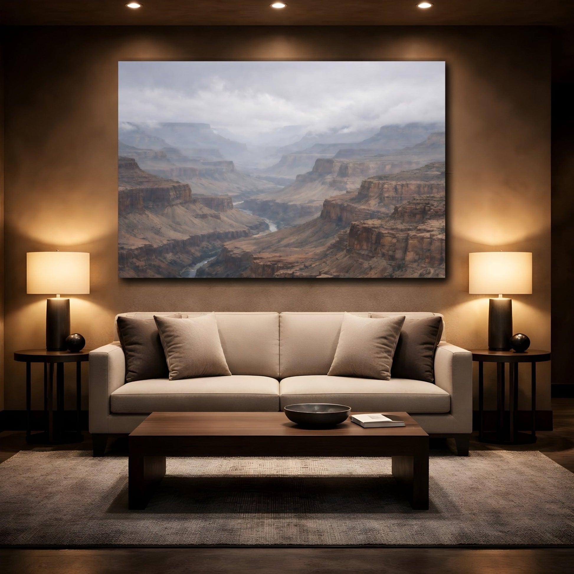 Nature Canyon Valley Brown And Grey - Canvas Wall Art Print - YesArtYes