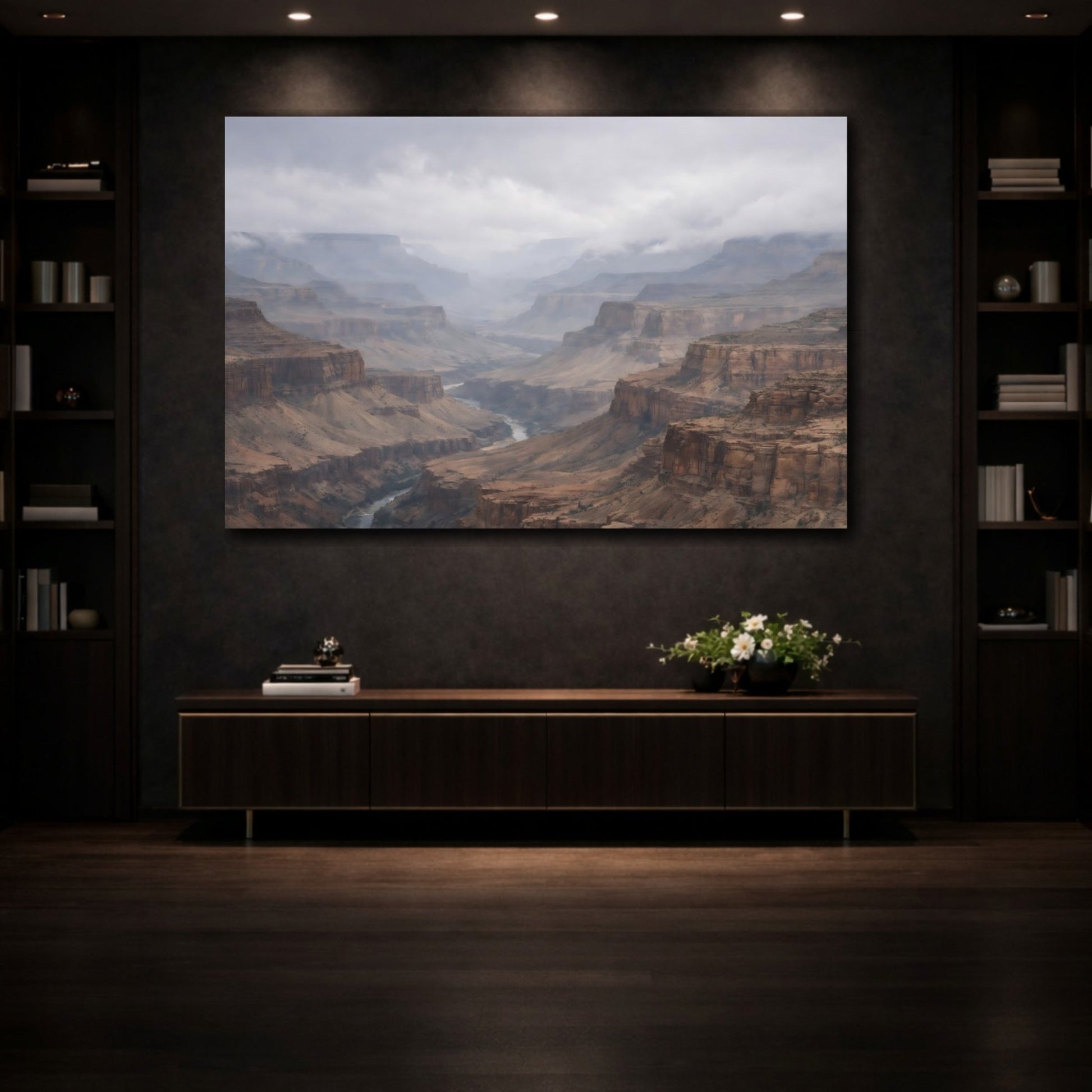 Nature Canyon Valley Brown And Grey - Canvas Wall Art Print - YesArtYes