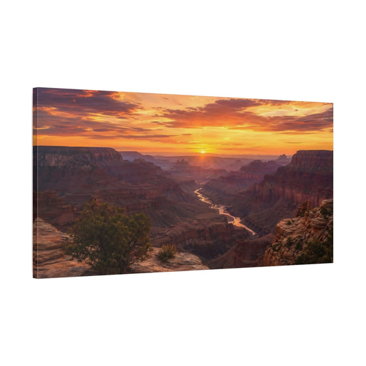 Main Mockup. Nature Canyon Vista Canyon Sunset shown as stretched canvas wall art