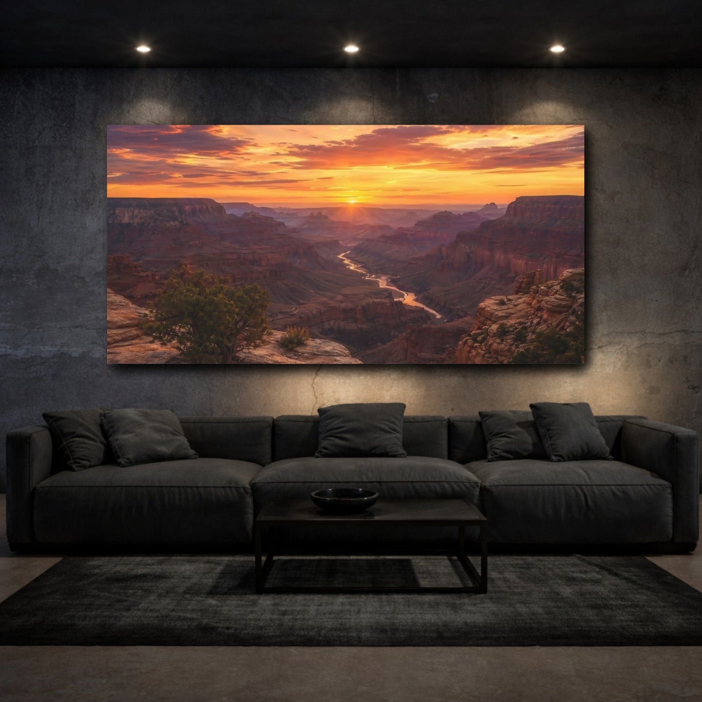 Mockup 2. Nature Canyon Vista Canyon Sunset shown as stretched canvas wall art