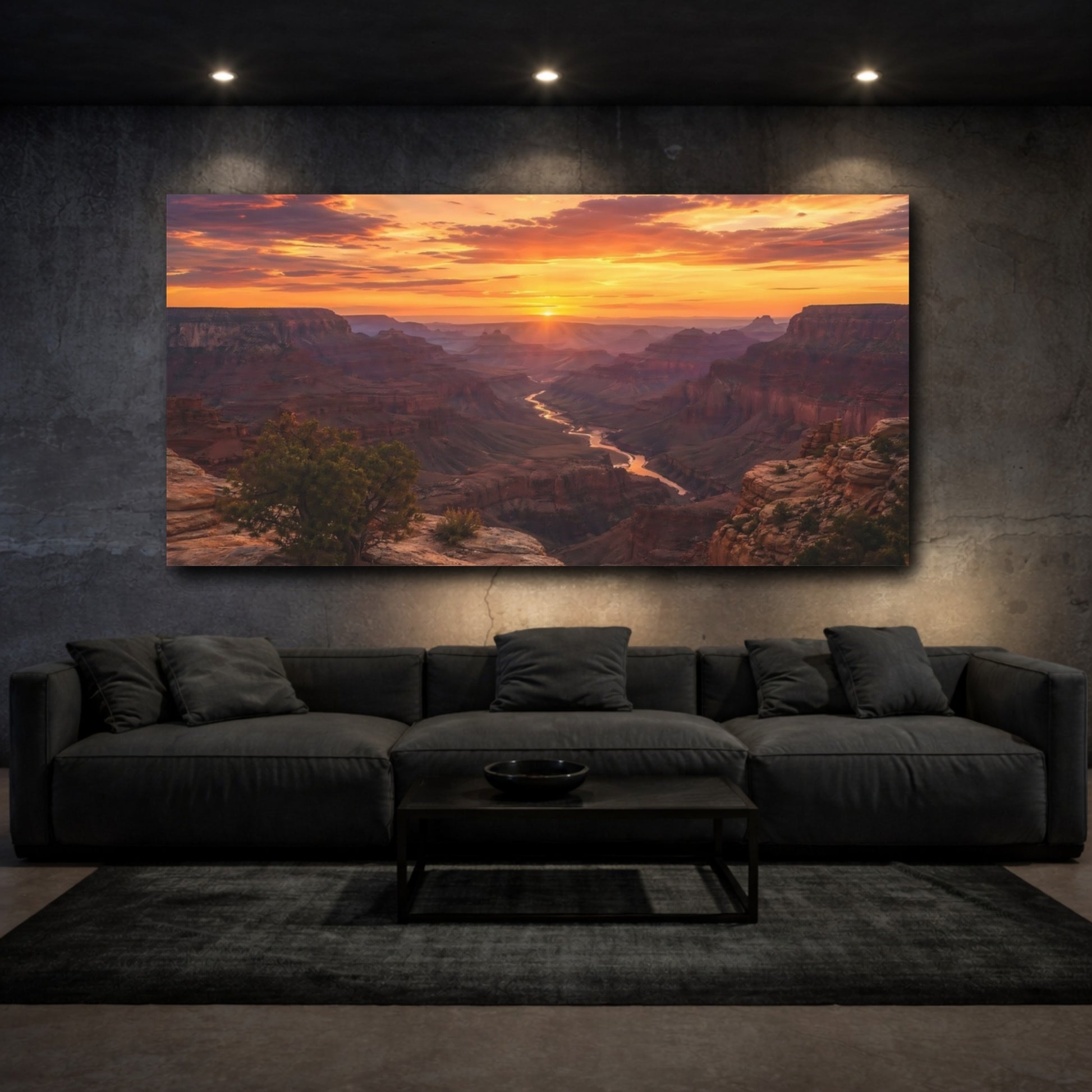 Mockup 2. Nature Canyon Vista Canyon Sunset shown as stretched canvas wall art