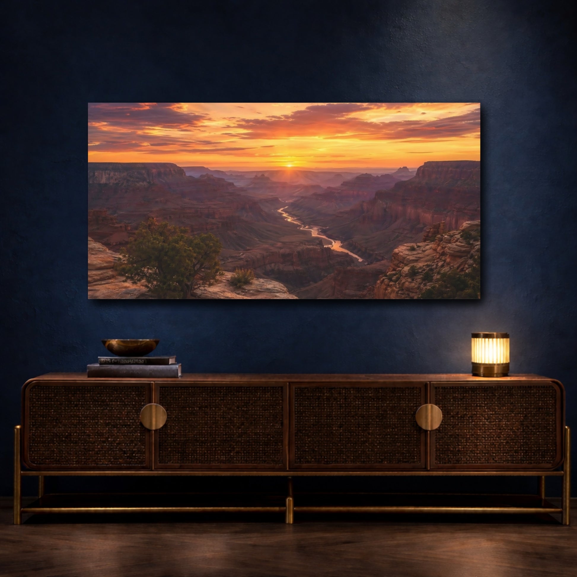 Mockup 3. Nature Canyon Vista Canyon Sunset shown as stretched canvas wall art