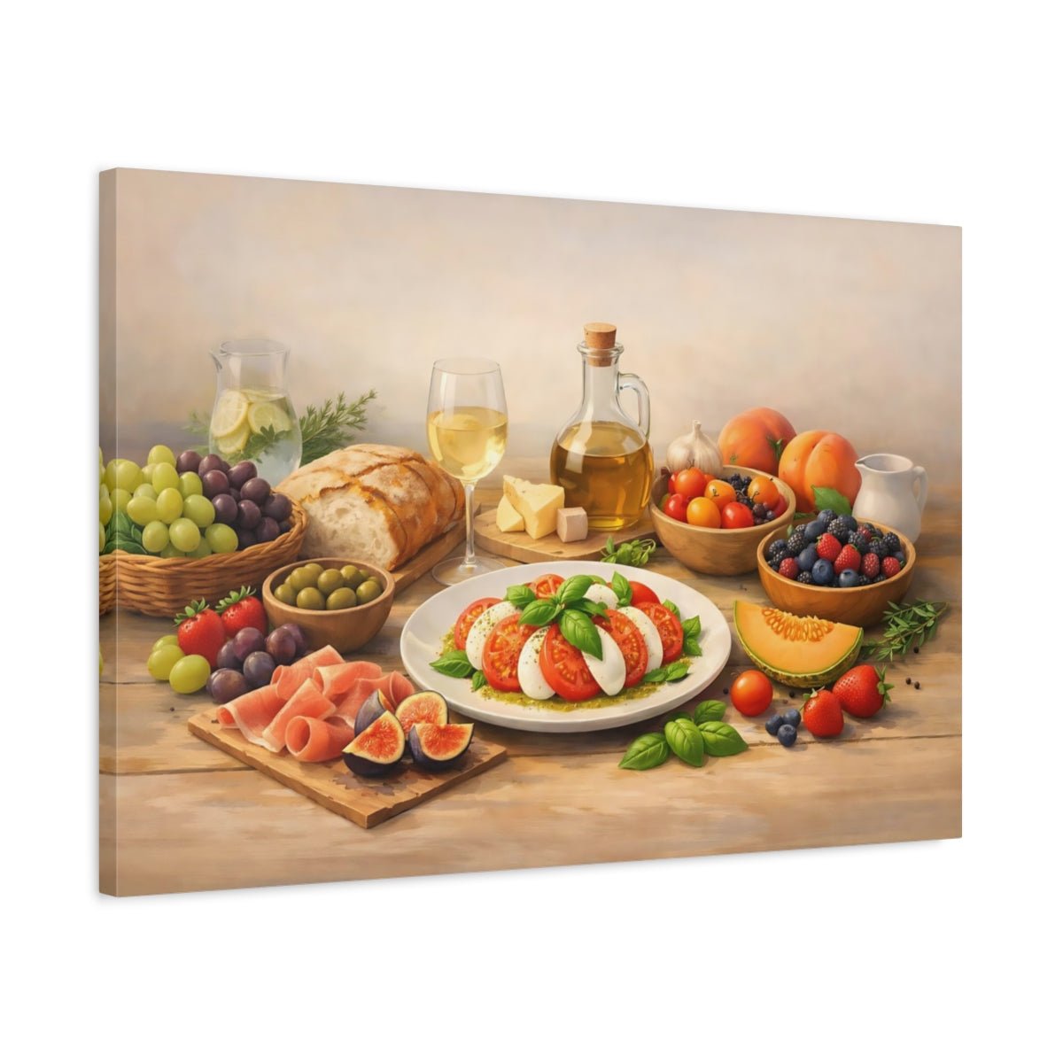 Nature Caprese Salad Mediterranean Food - Canvas Wall Art Print - YesArtYes