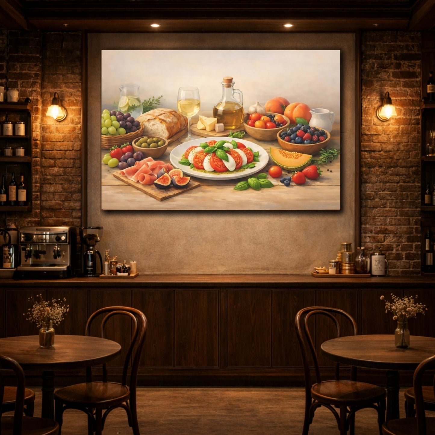 Nature Caprese Salad Mediterranean Food - Canvas Wall Art Print - YesArtYes