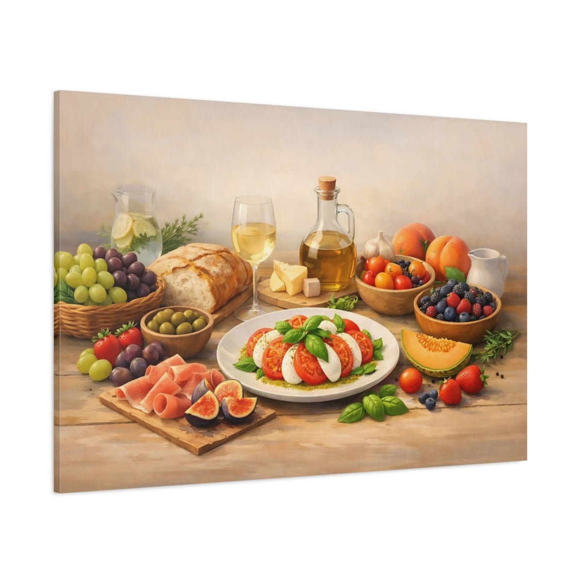Nature Caprese Salad Mediterranean Food - Canvas Wall Art Print - YesArtYes