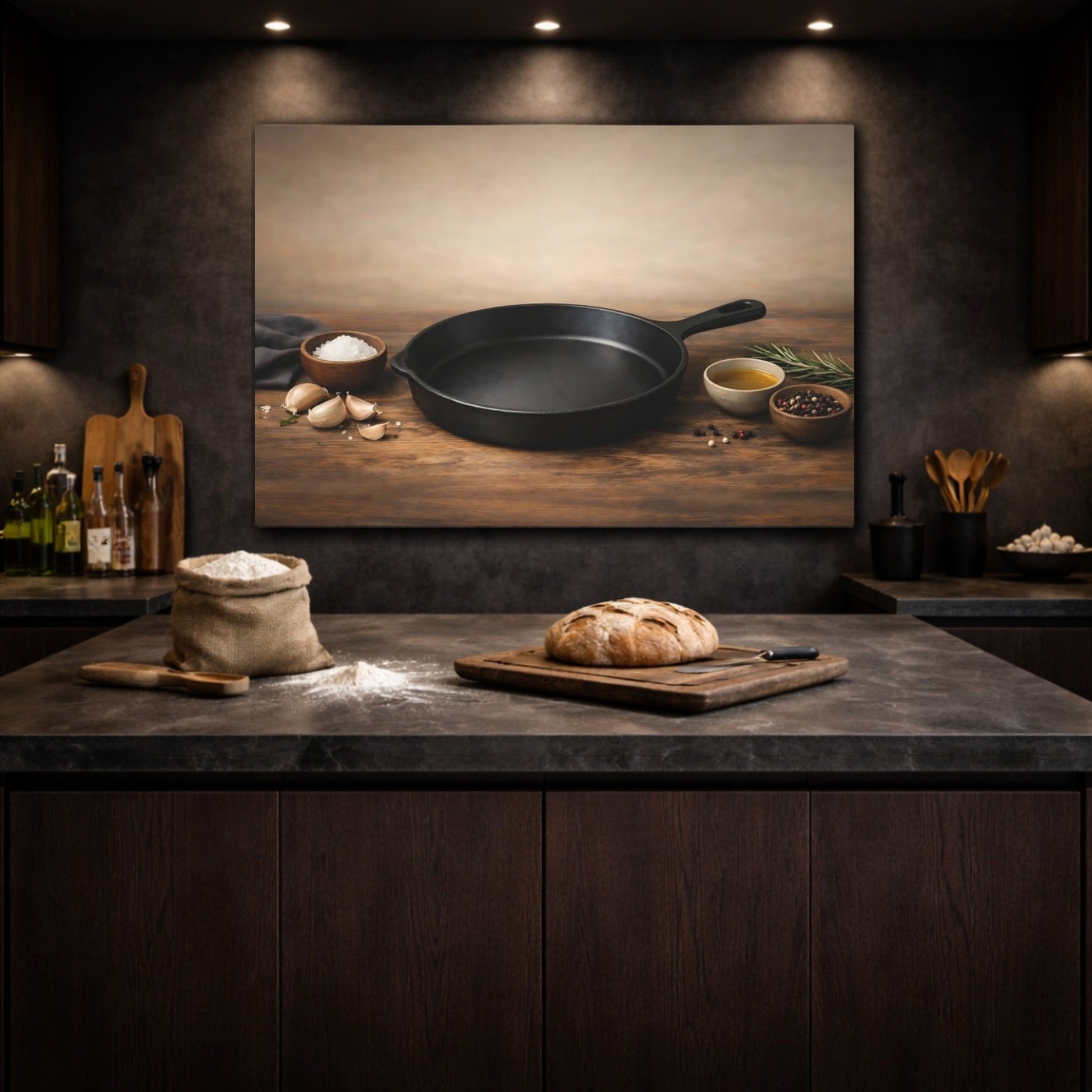 Nature Cast Iron Pan Brown And Black - Canvas Wall Art Print - YesArtYes