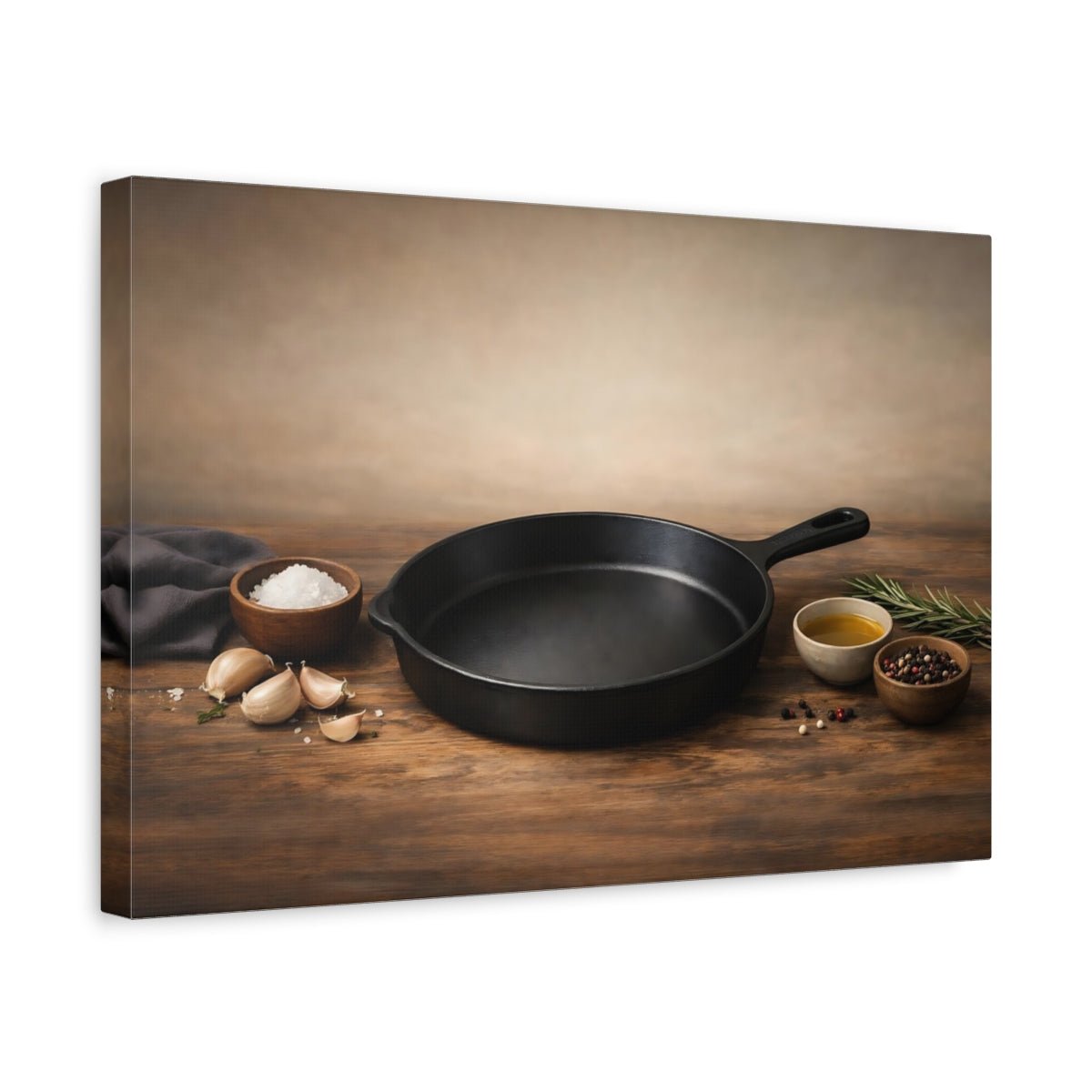 Nature Cast Iron Pan Brown And Black - Canvas Wall Art Print - YesArtYes