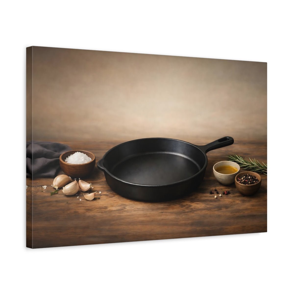 Nature Cast Iron Pan Brown And Black - Canvas Wall Art Print - YesArtYes