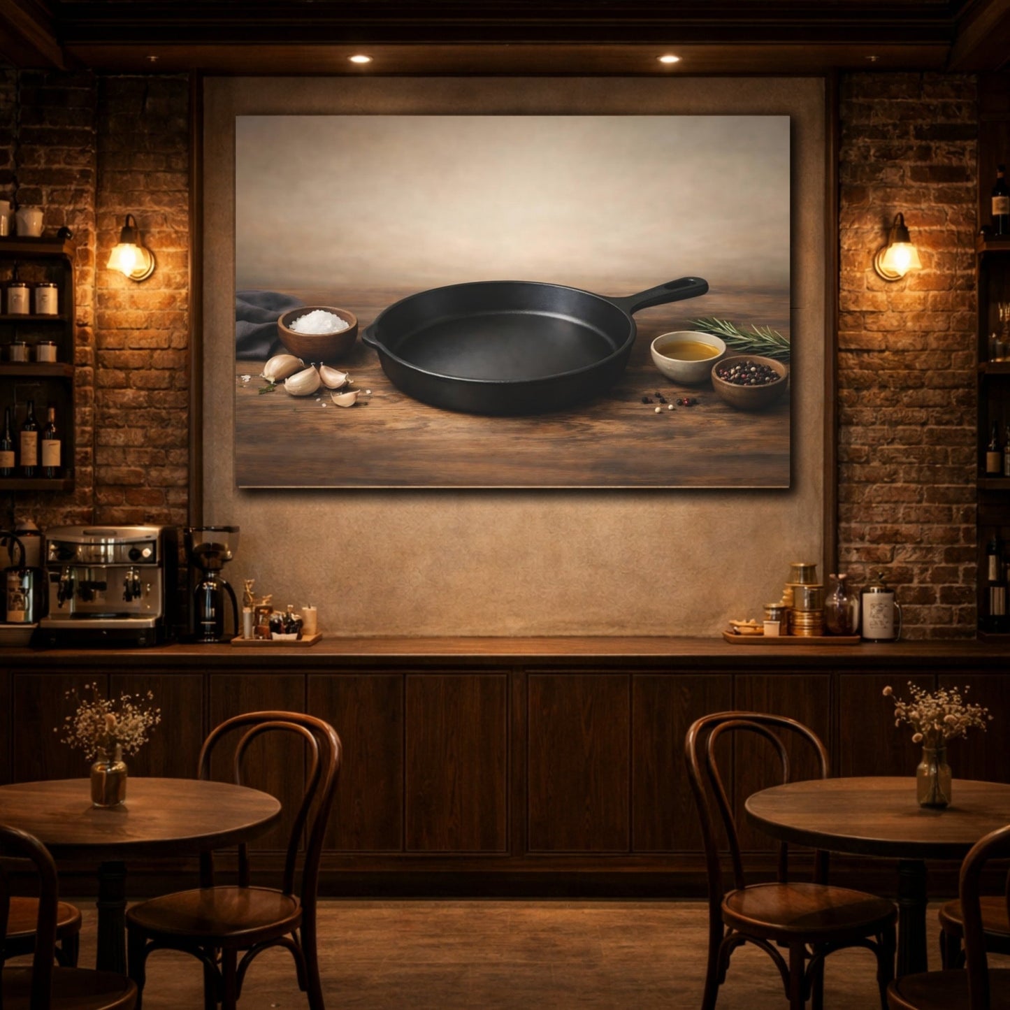 Nature Cast Iron Pan Brown And Black - Canvas Wall Art Print - YesArtYes