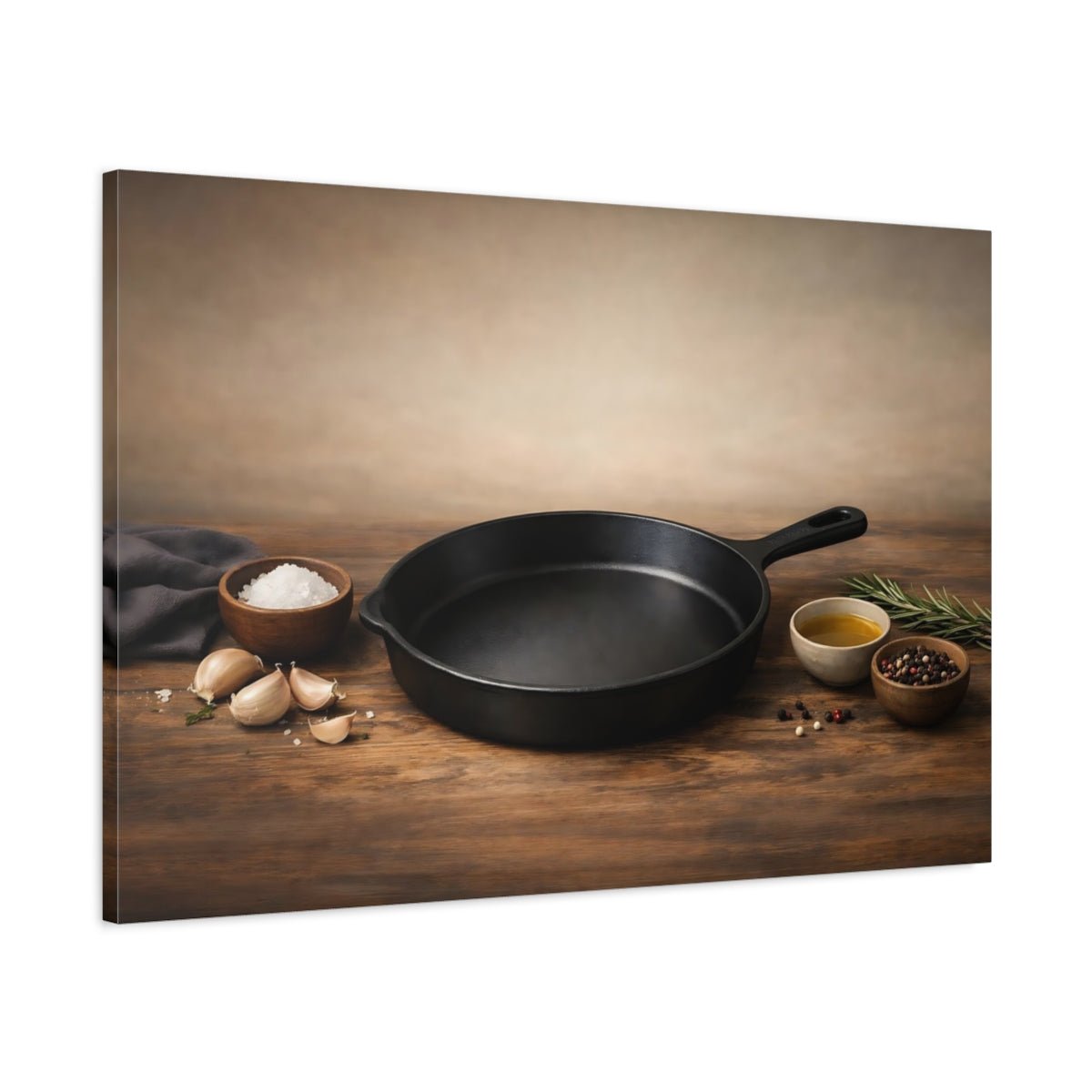 Nature Cast Iron Pan Brown And Black - Canvas Wall Art Print - YesArtYes