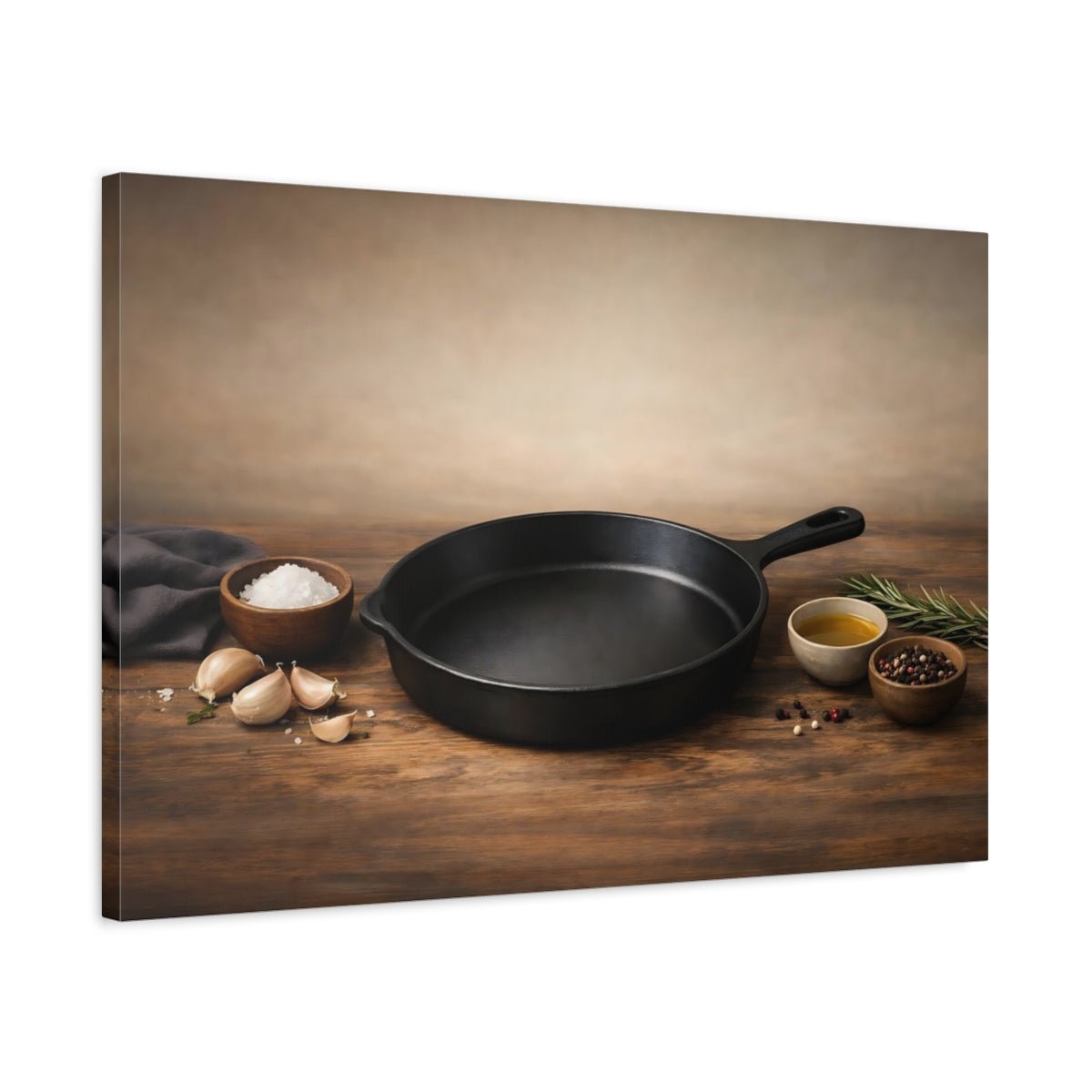 Nature Cast Iron Pan Brown And Black - Canvas Wall Art Print - YesArtYes