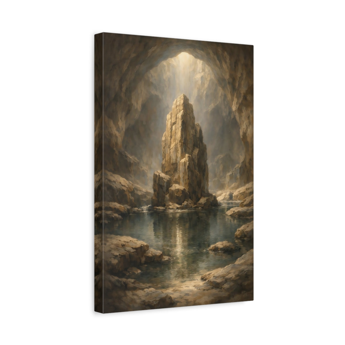 Side Mockup 4. Nature Cave Interior Cave Landscape shown as stretched canvas wall art