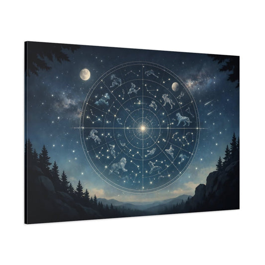 Nature Celestial Chart Blue Night - Canvas Wall Art Print - YesArtYes