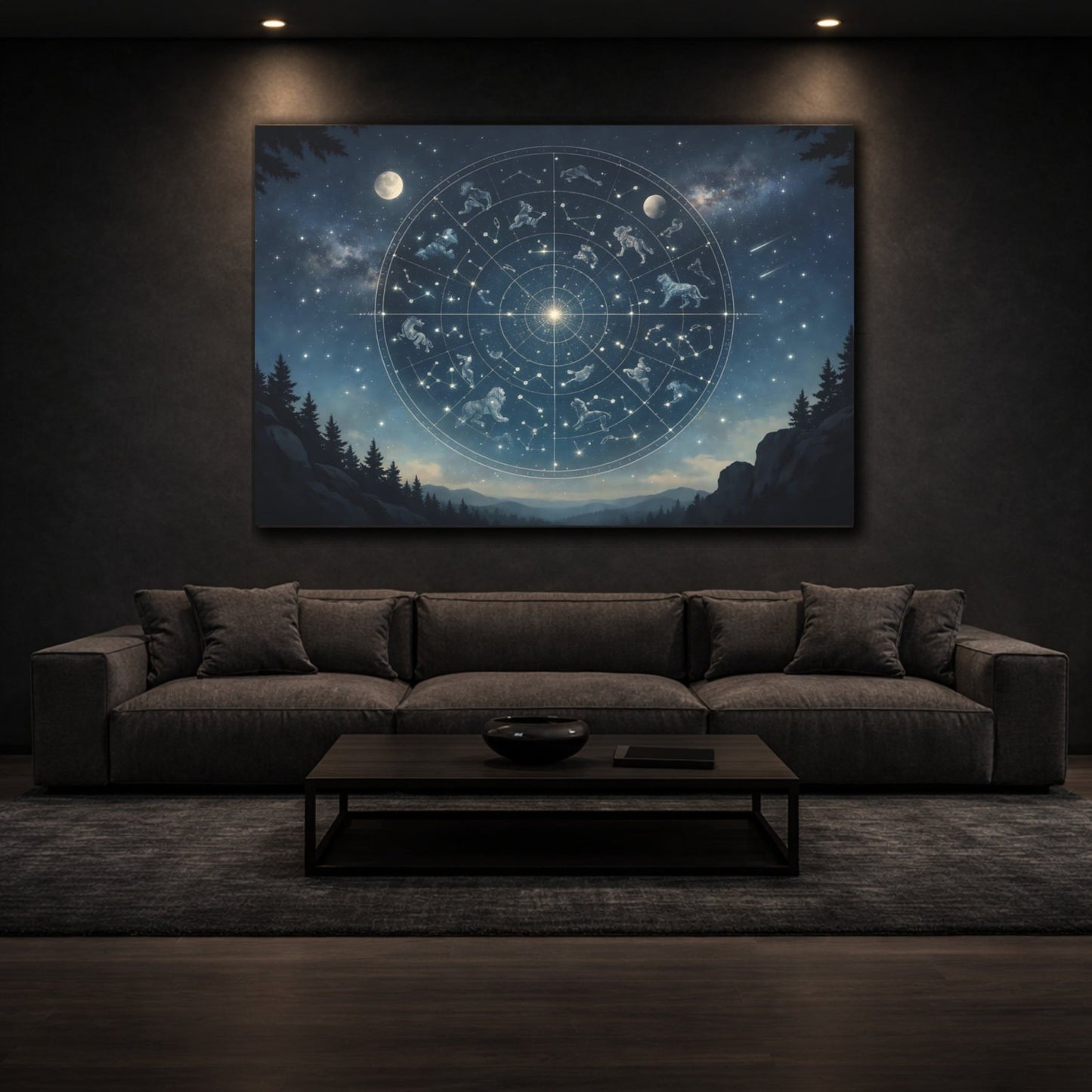 Nature Celestial Chart Blue Night - Canvas Wall Art Print - YesArtYes