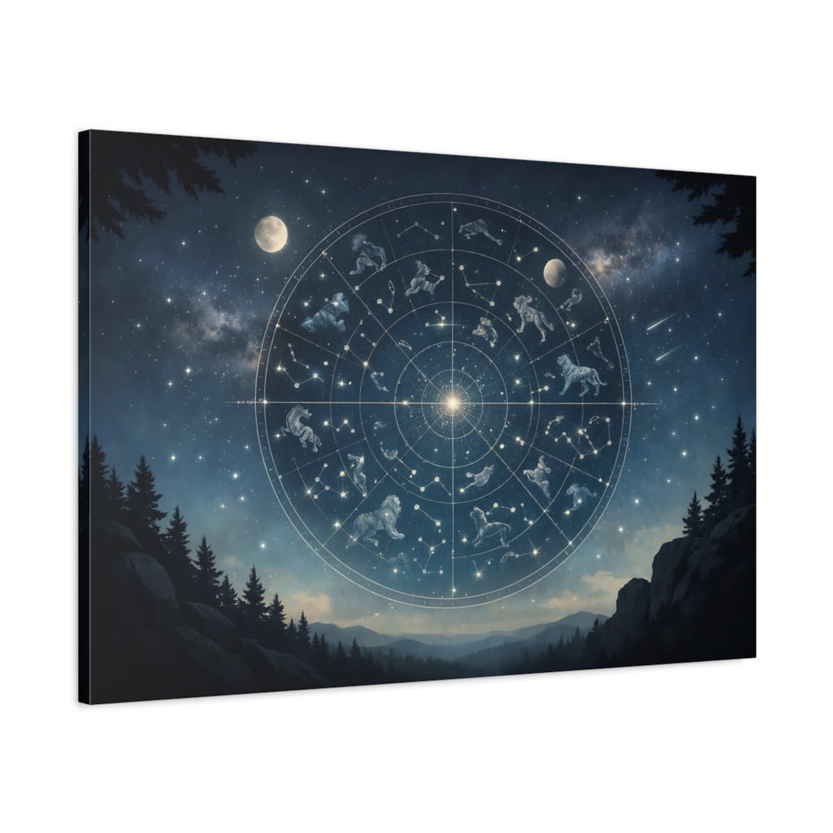 Nature Celestial Chart Blue Night - Canvas Wall Art Print - YesArtYes