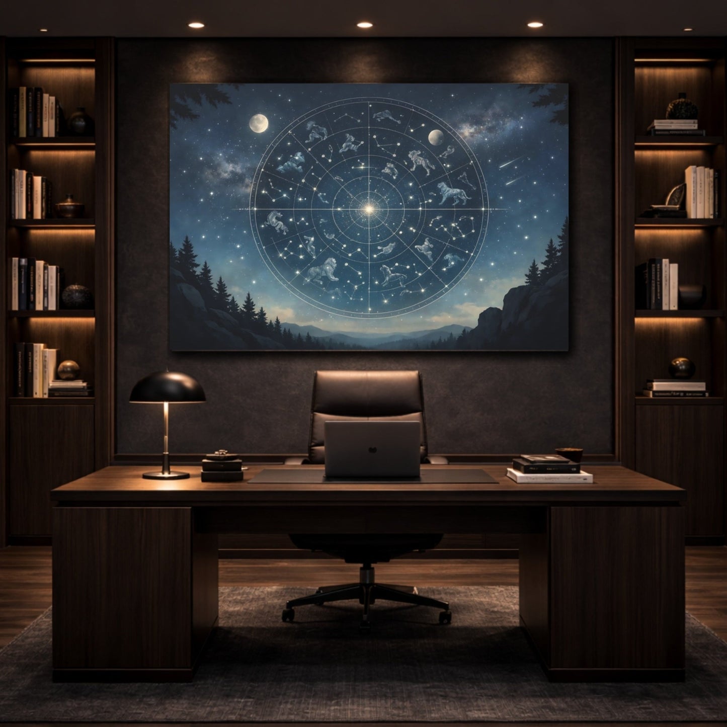 Nature Celestial Chart Blue Night - Canvas Wall Art Print - YesArtYes