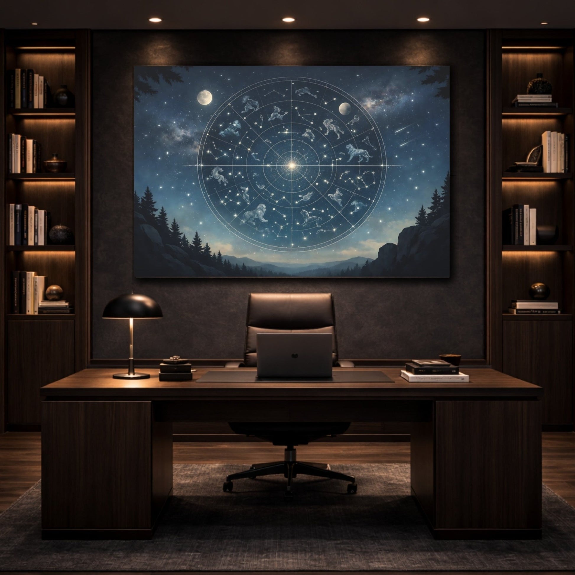 Nature Celestial Chart Blue Night - Canvas Wall Art Print - YesArtYes