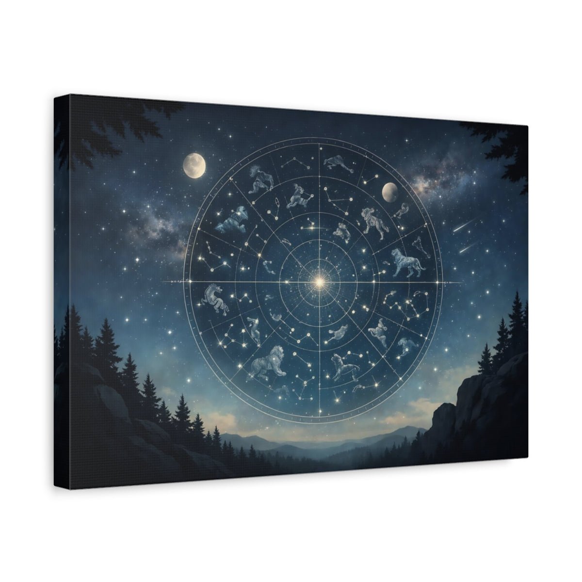 Nature Celestial Chart Blue Night - Canvas Wall Art Print - YesArtYes