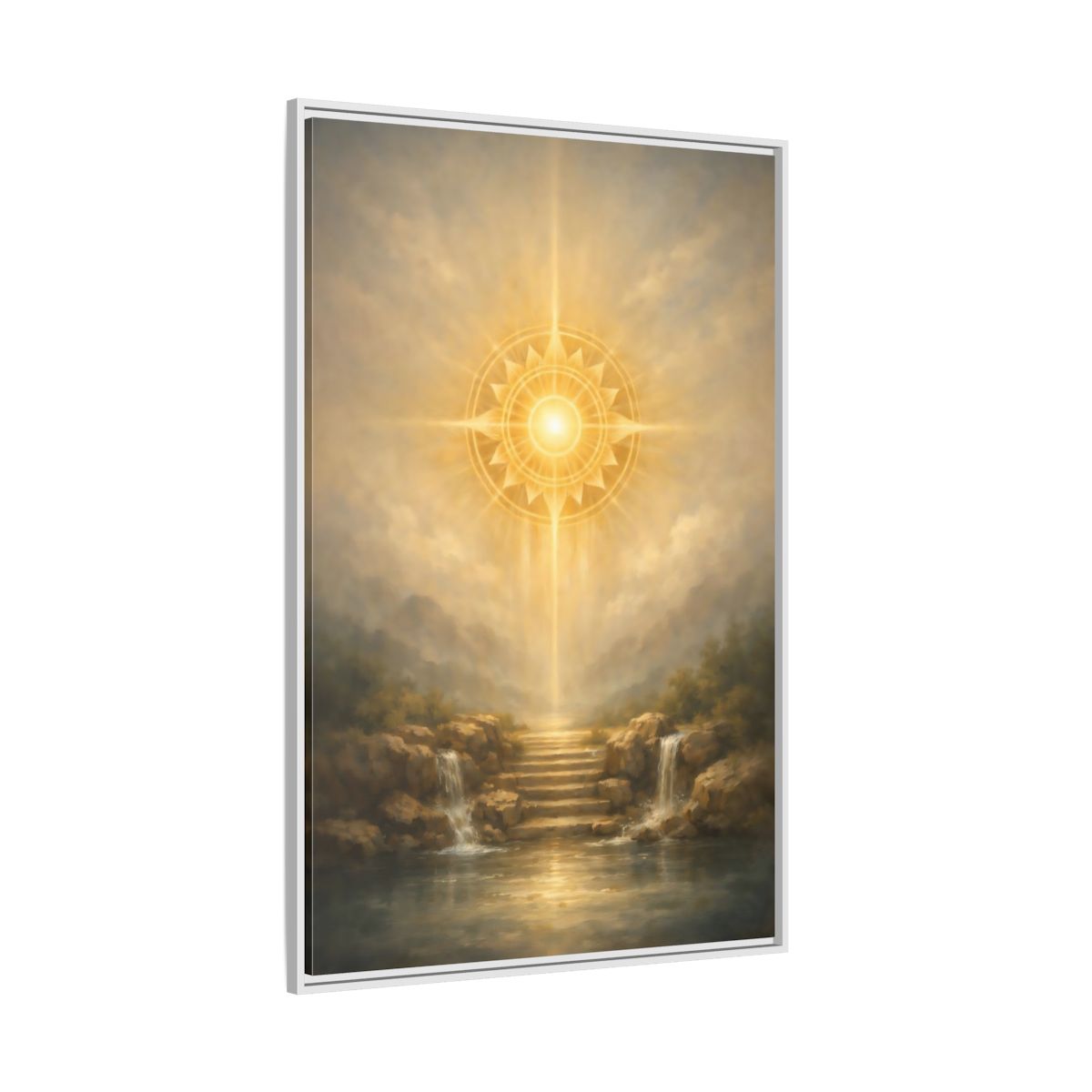 Side Mockup 7. Nature Celestial Light Golden Light shown as stretched canvas wall art