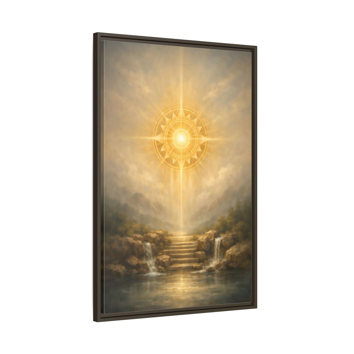 Side Mockup 10. Nature Celestial Light Golden Light shown as stretched canvas wall art