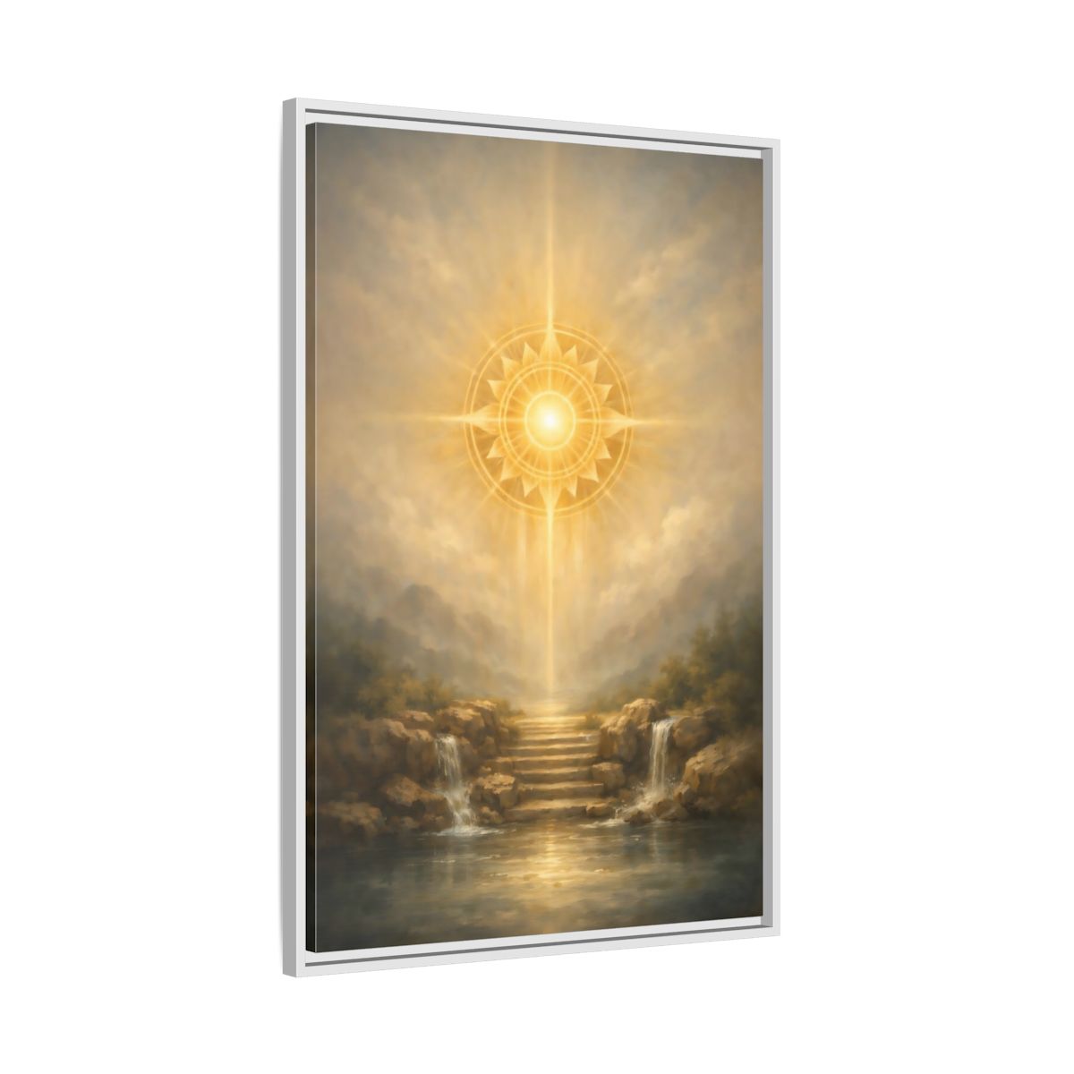 Side Mockup 9. Nature Celestial Light Golden Light shown as stretched canvas wall art