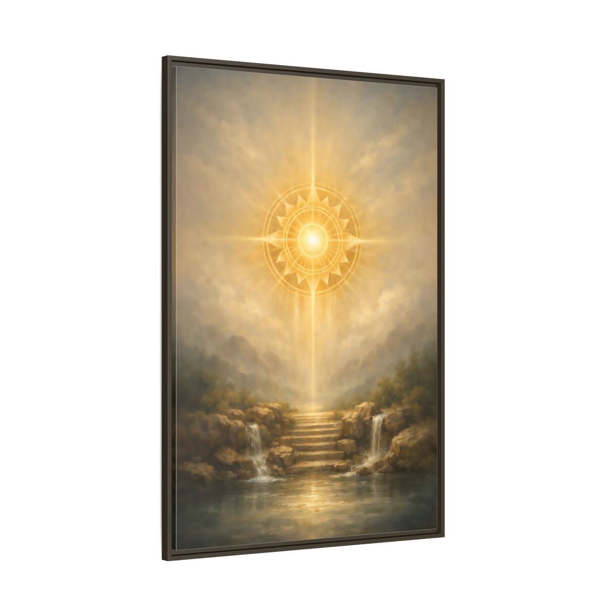 Side Mockup 8. Nature Celestial Light Golden Light shown as stretched canvas wall art