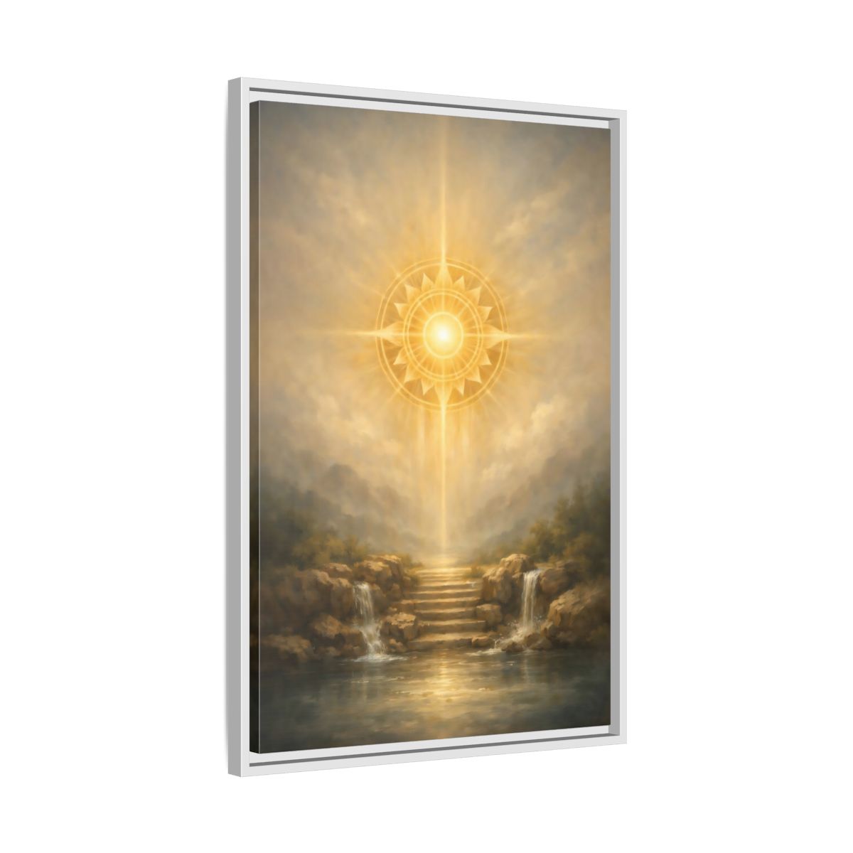 Side Mockup 11. Nature Celestial Light Golden Light shown as stretched canvas wall art