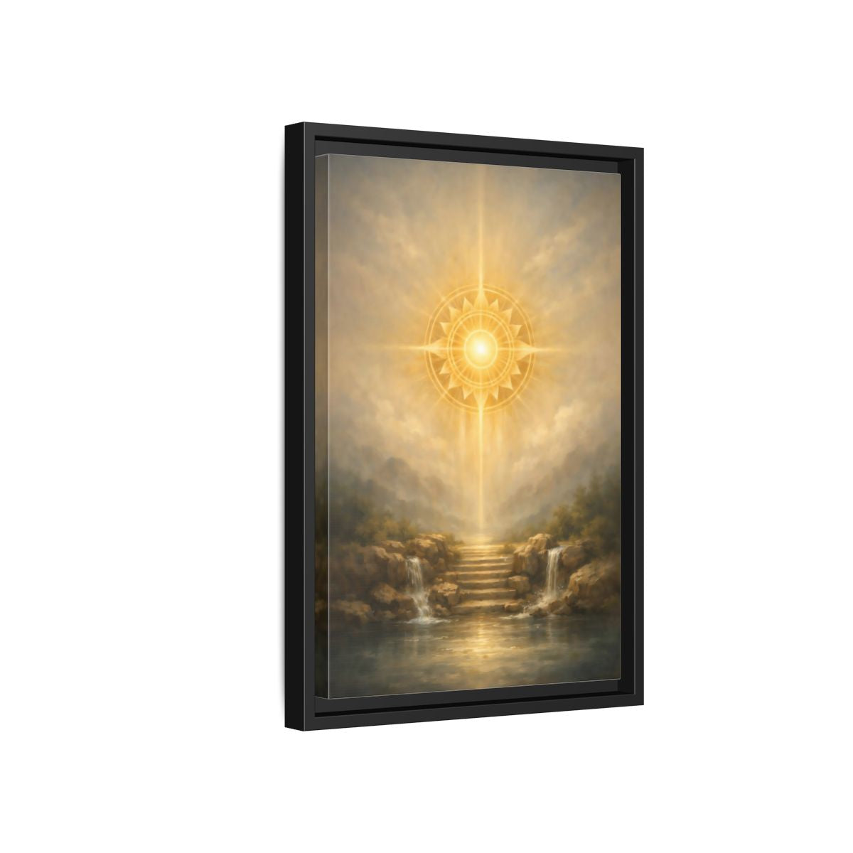 Side Mockup 6. Nature Celestial Light Golden Light shown as stretched canvas wall art