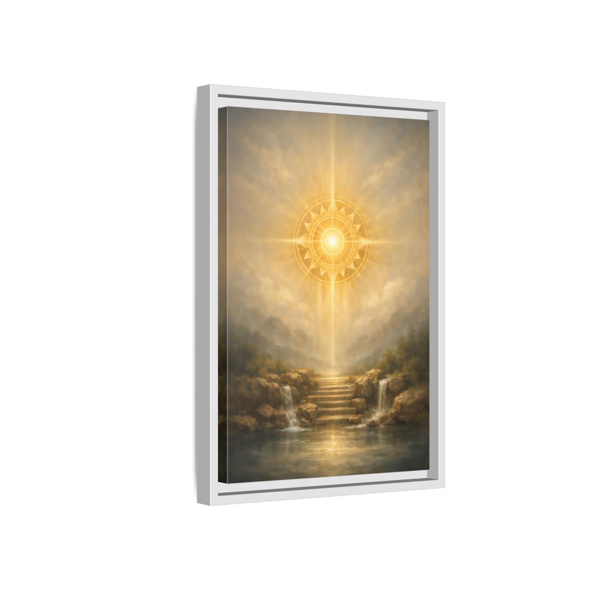 Side Mockup 4. Nature Celestial Light Golden Light shown as stretched canvas wall art