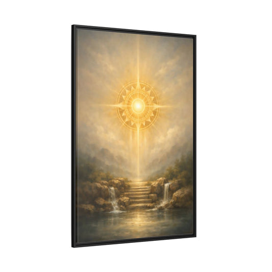 Main Mockup. Nature Celestial Light Golden Light shown as stretched canvas wall art