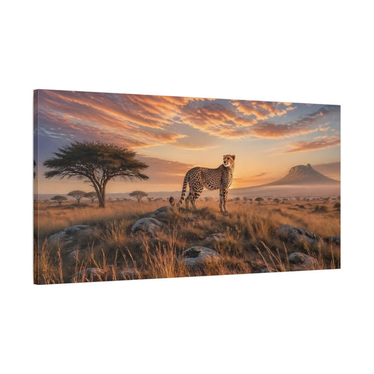 Main Mockup. Nature Cheetah Brown And Orange shown as stretched canvas wall art