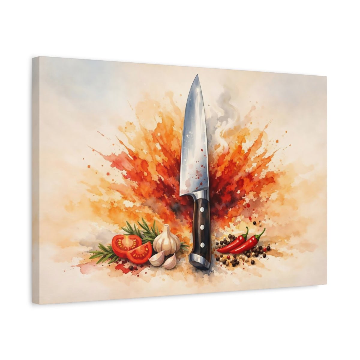 Nature Chef Knife Red Orange Culinary - Canvas Wall Art Print - YesArtYes