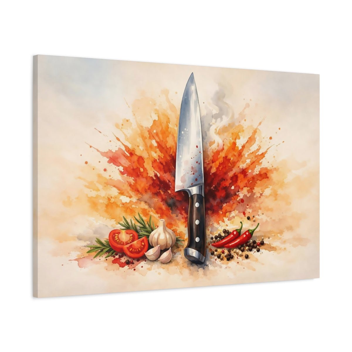 Nature Chef Knife Red Orange Culinary - Canvas Wall Art Print - YesArtYes
