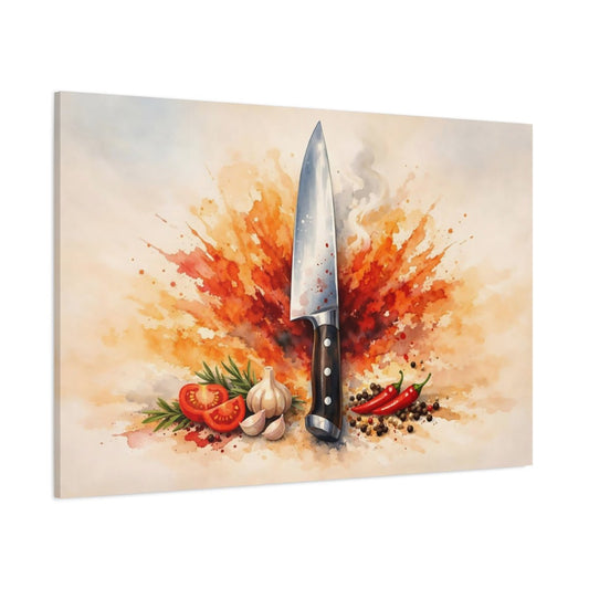 Nature Chef Knife Red Orange Culinary - Canvas Wall Art Print - YesArtYes