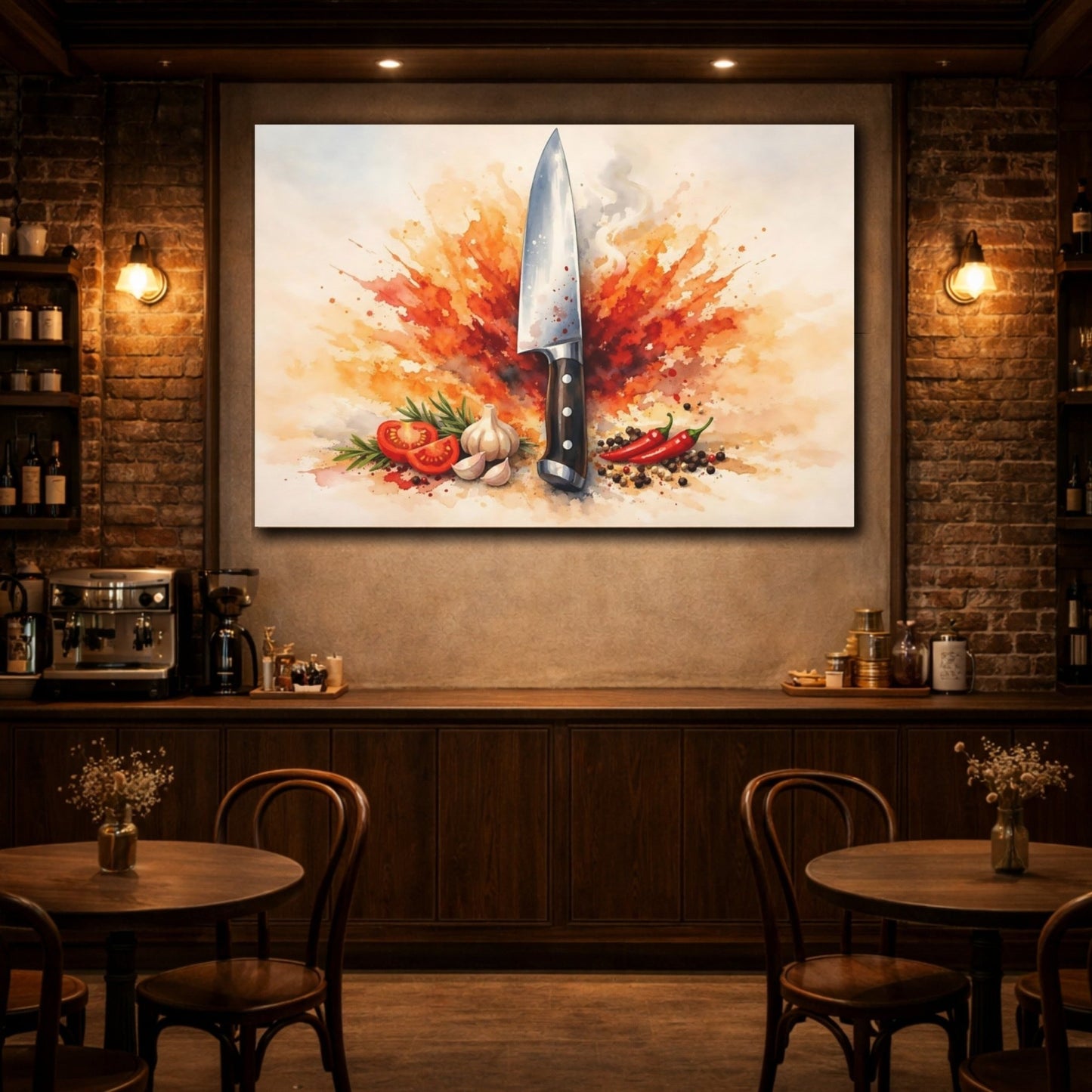 Nature Chef Knife Red Orange Culinary - Canvas Wall Art Print - YesArtYes