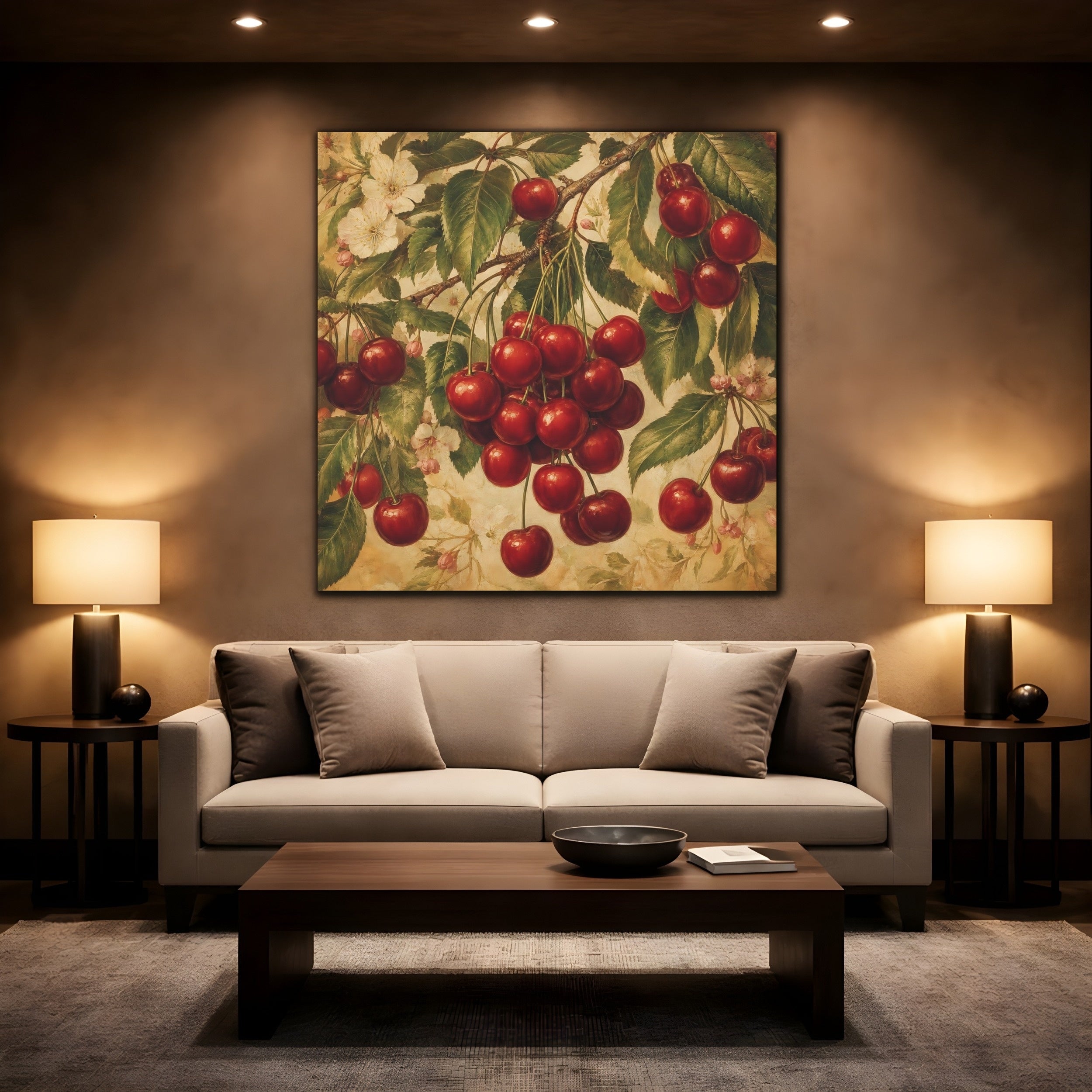 Vintage Cherry Branch Canvas Print - YesArtYes