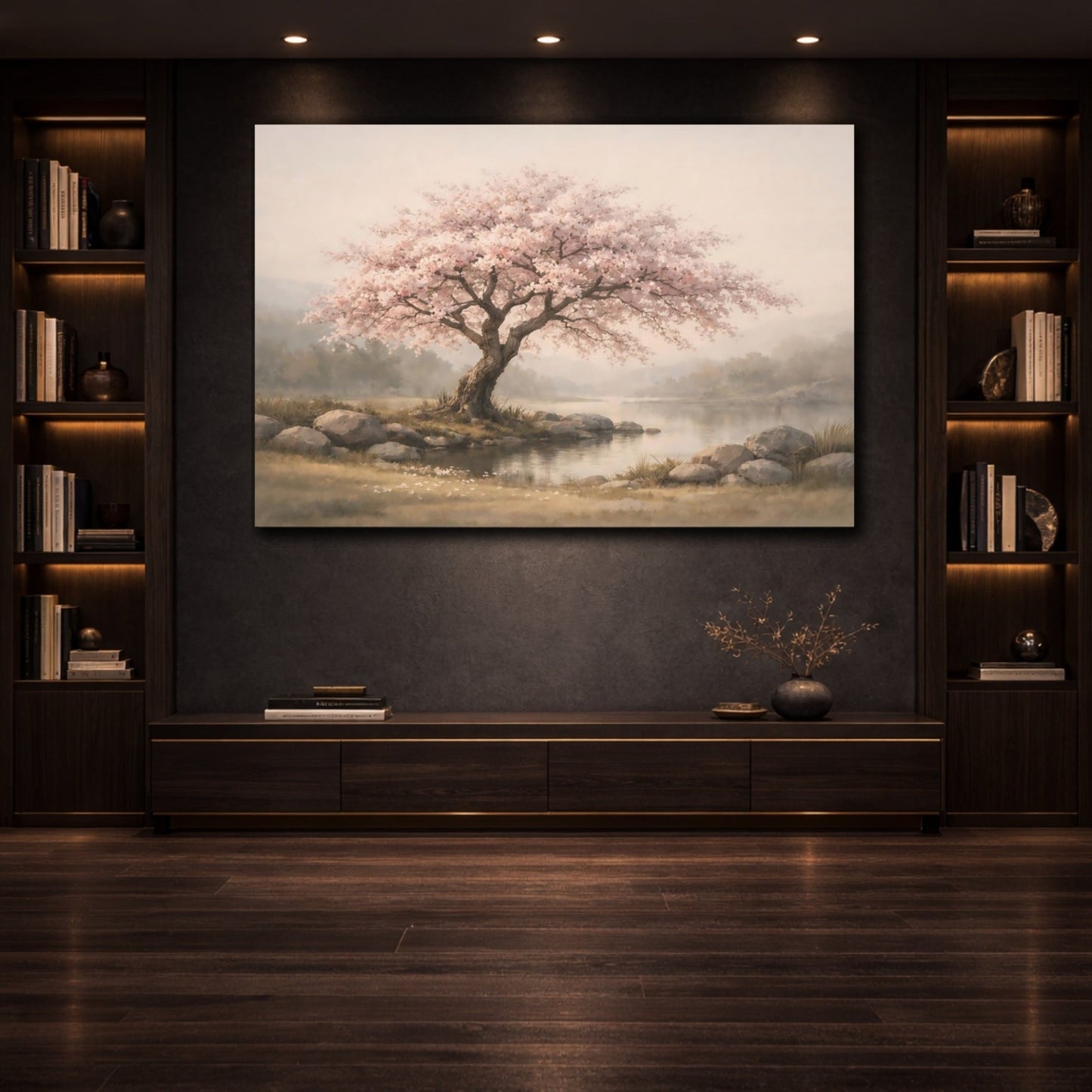 Nature Cherry Blossom Tree Pink - Canvas Wall Art Print - YesArtYes