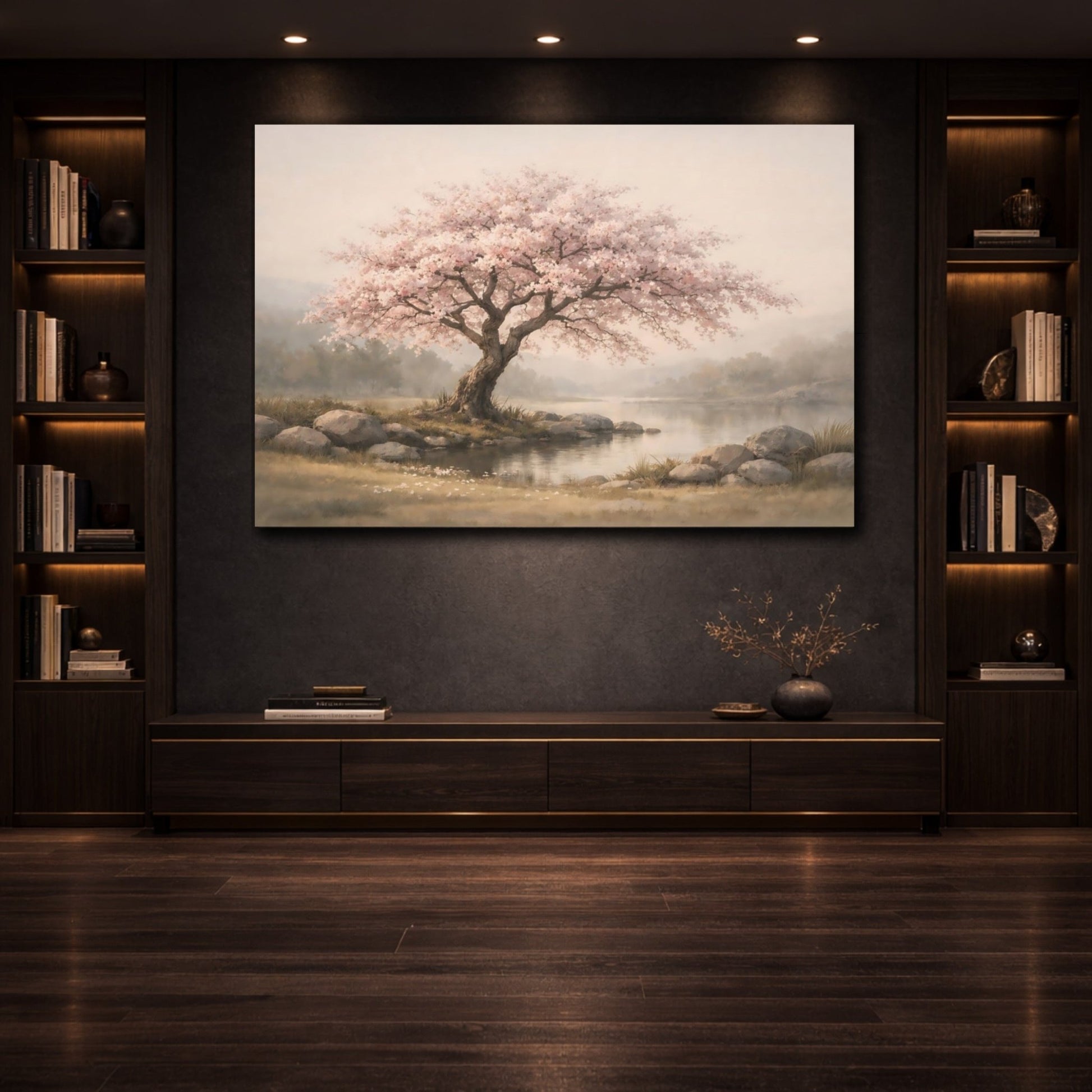 Nature Cherry Blossom Tree Pink - Canvas Wall Art Print - YesArtYes