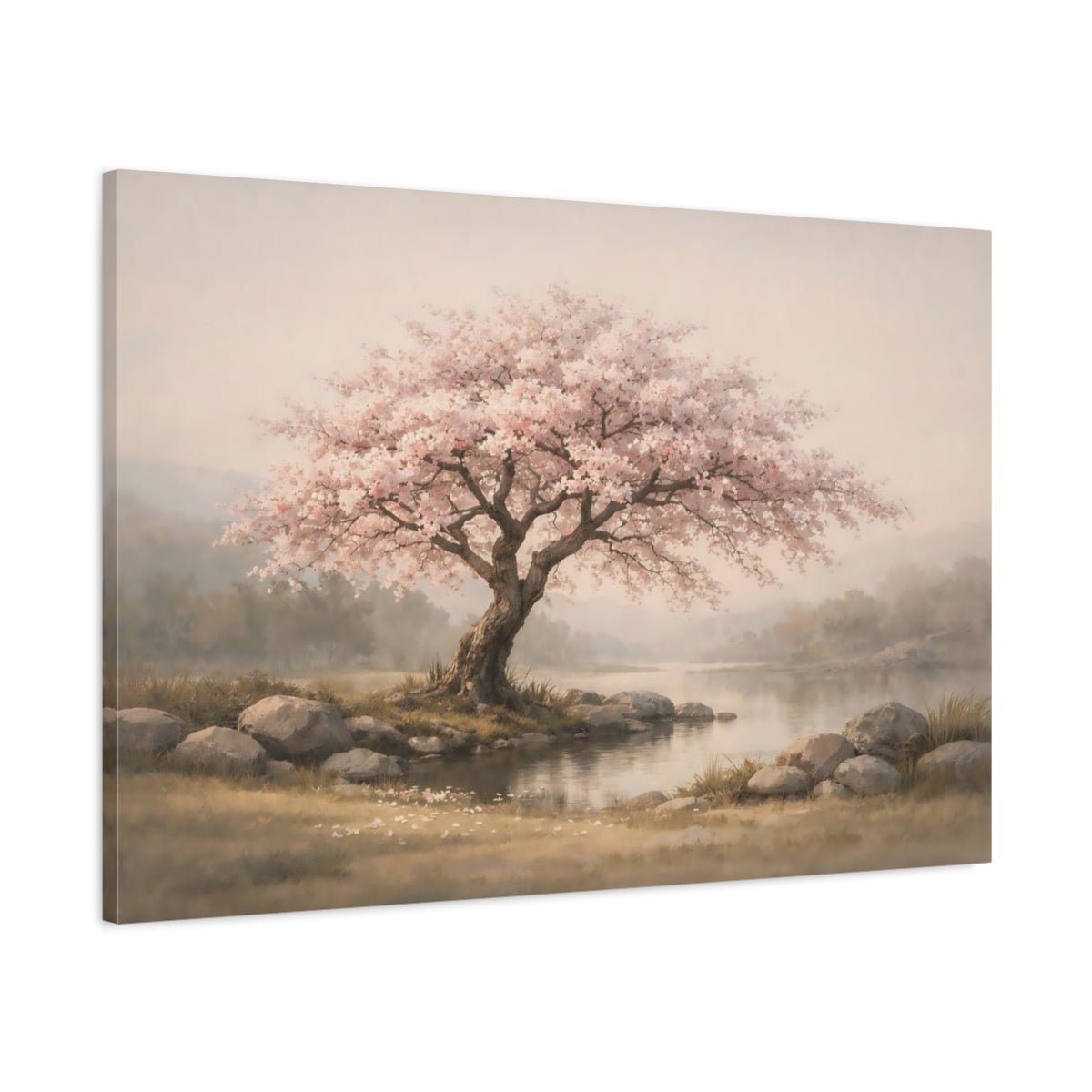 Nature Cherry Blossom Tree Pink - Canvas Wall Art Print - YesArtYes