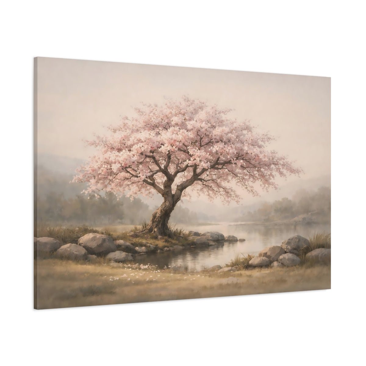 Nature Cherry Blossom Tree Pink - Canvas Wall Art Print - YesArtYes