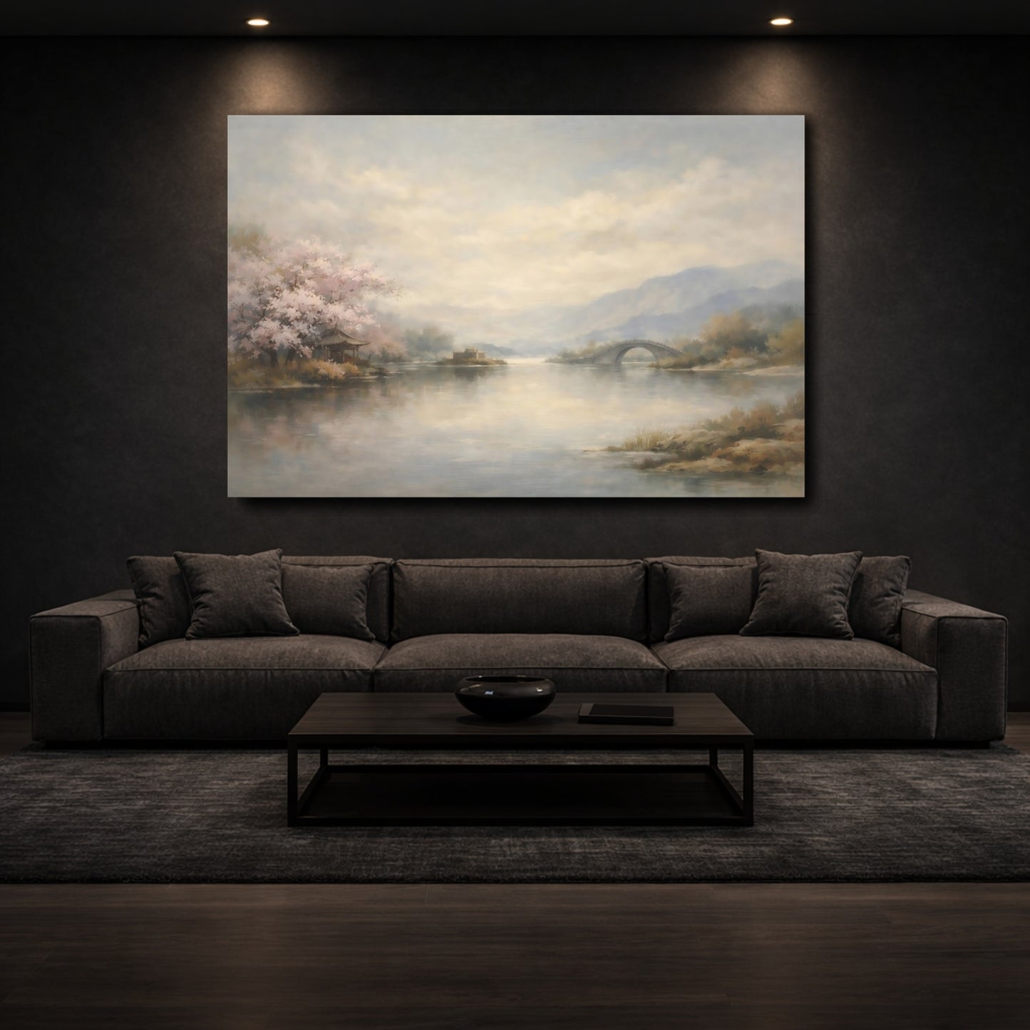 Mockup 2. Nature Cherry Blossoms Cherry Blossom Landscape shown as stretched canvas wall art