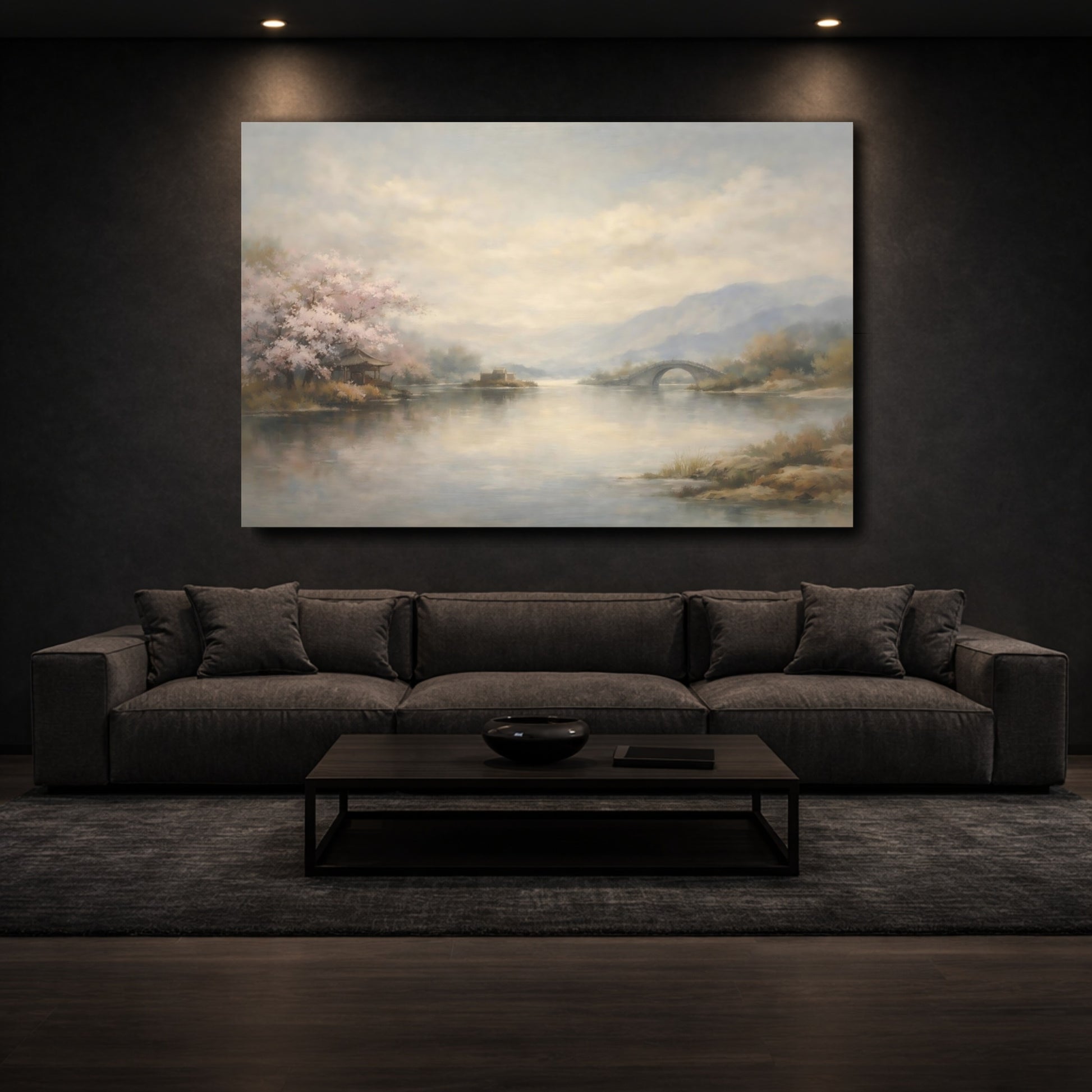 Mockup 2. Nature Cherry Blossoms Cherry Blossom Landscape shown as stretched canvas wall art