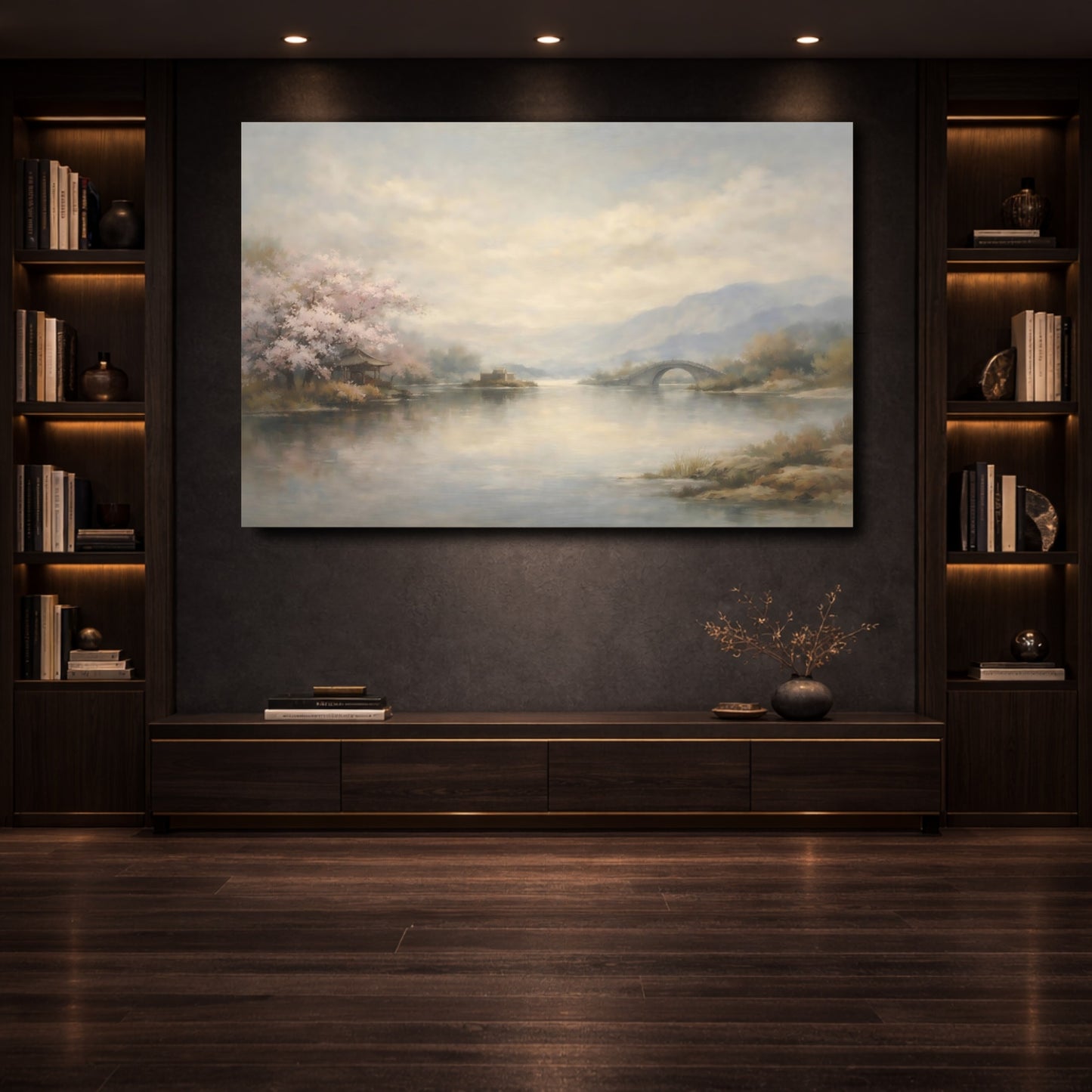 Mockup 3. Nature Cherry Blossoms Cherry Blossom Landscape shown as stretched canvas wall art