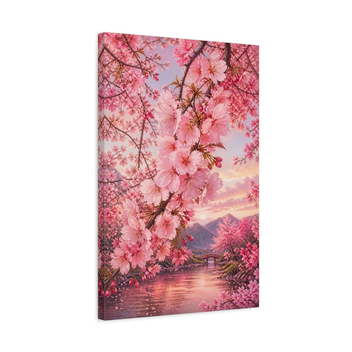 Nature Cherry Blossoms Pink Canvas Print – Living Room, Above Fireplace - YesArtYes