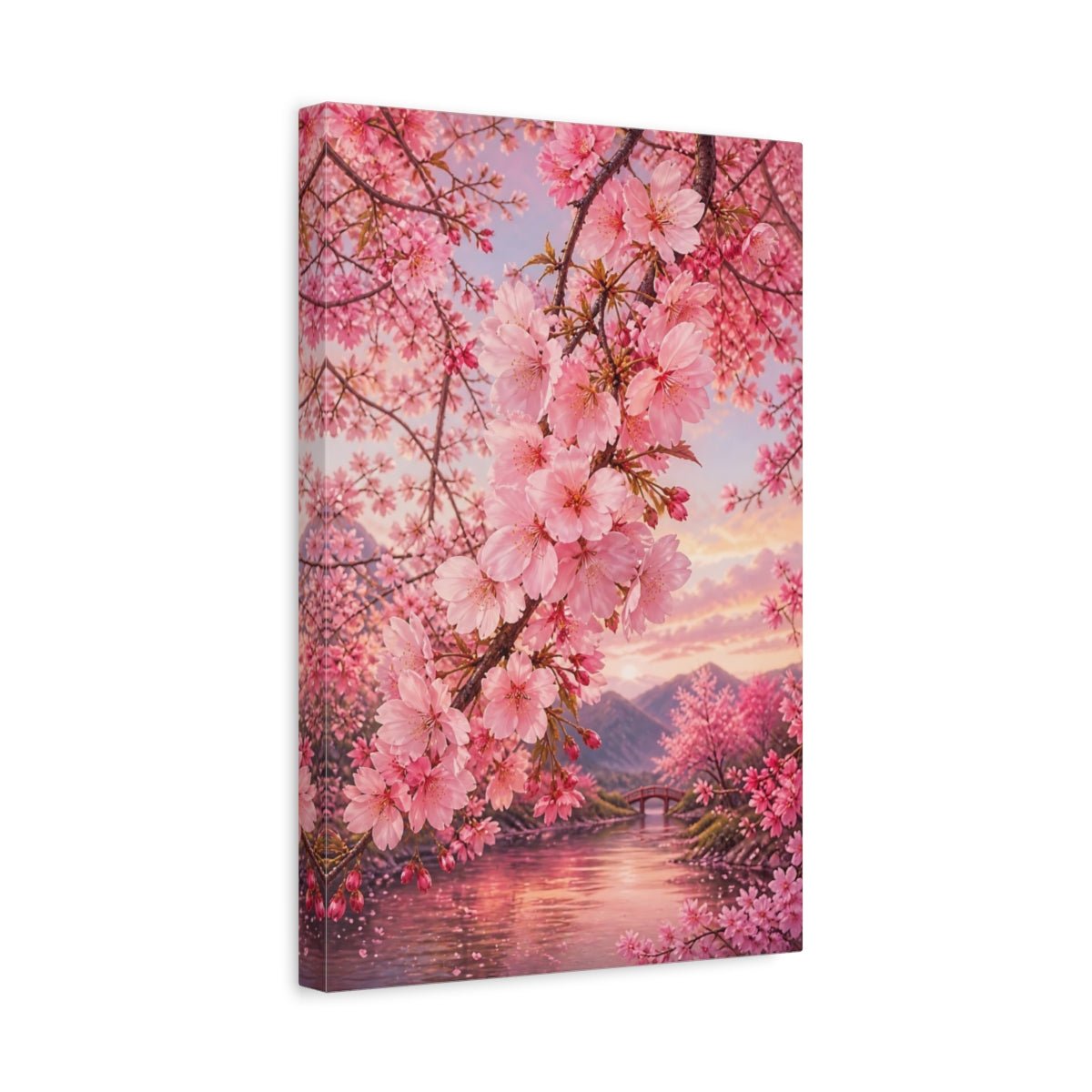 Nature Cherry Blossoms Pink Canvas Print – Living Room, Above Fireplace - YesArtYes