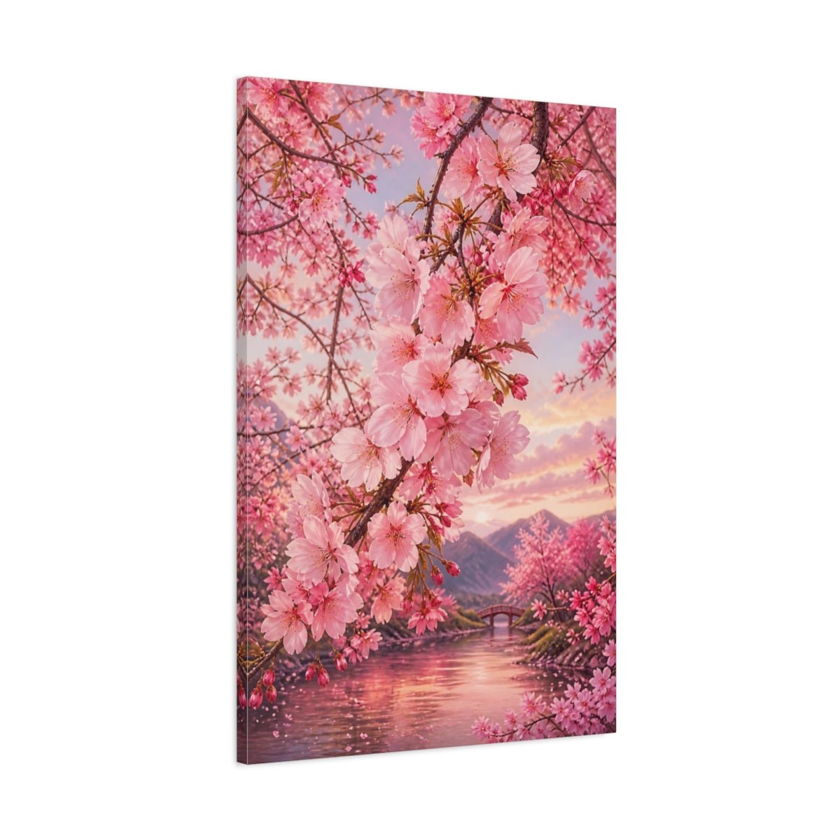 Nature Cherry Blossoms Pink Canvas Print – Living Room, Above Fireplace - YesArtYes