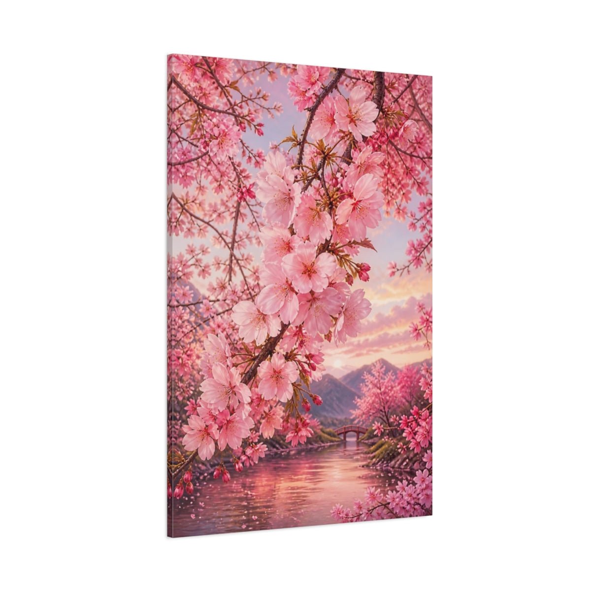 Nature Cherry Blossoms Pink Canvas Print – Living Room, Above Fireplace - YesArtYes