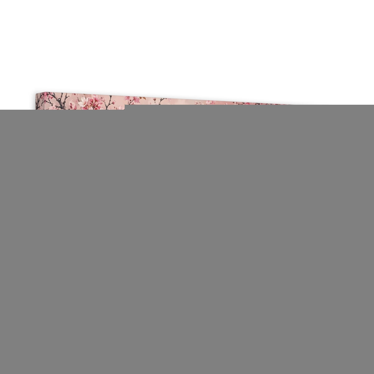 Side Mockup 3. Nature Cherry Blossoms Pink Cherry Blossoms shown as stretched canvas wall art
