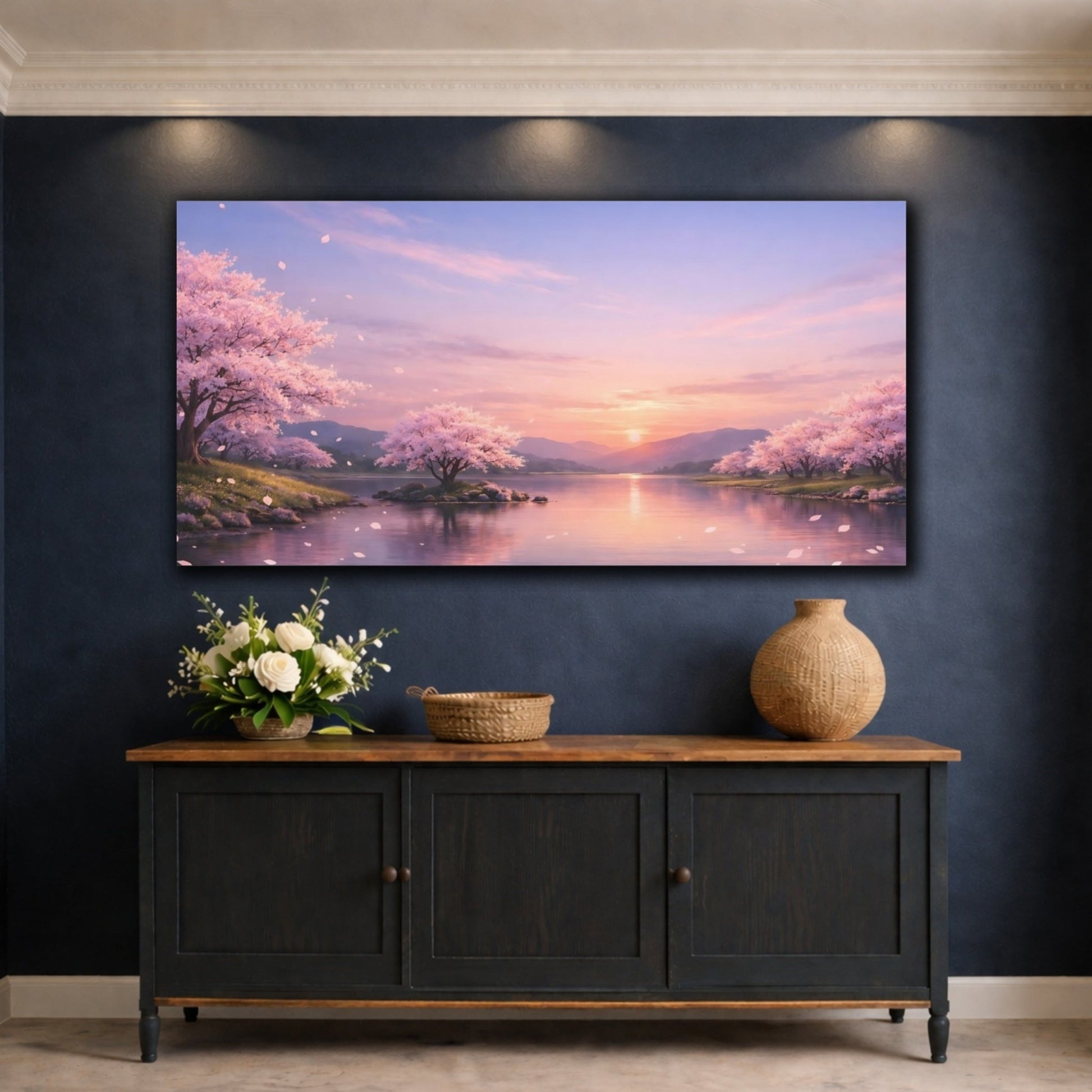 Nature Cherry Blossoms Pink - Canvas Wall Art Print - YesArtYes